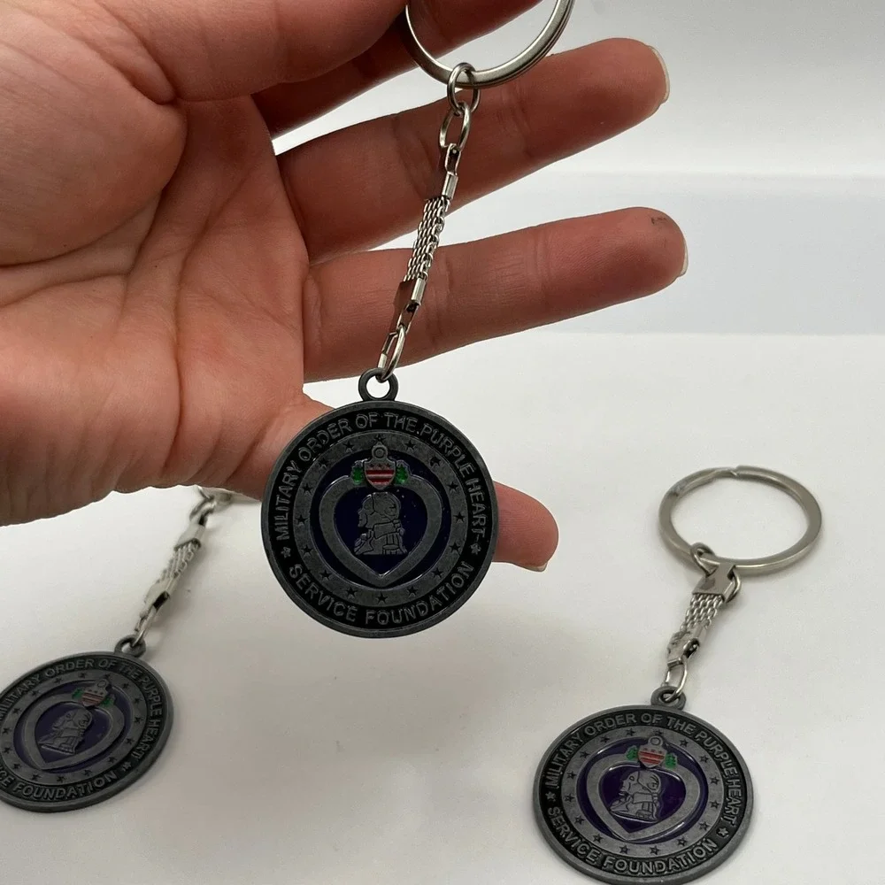 Vintage Lot of 3 Military Order‎ of the Purple Heart Service Foundation Keychain